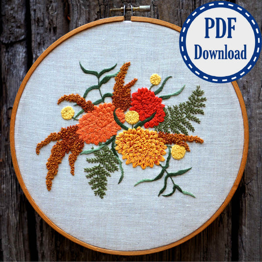 Autumn Bouquet Hand Embroidery Pattern