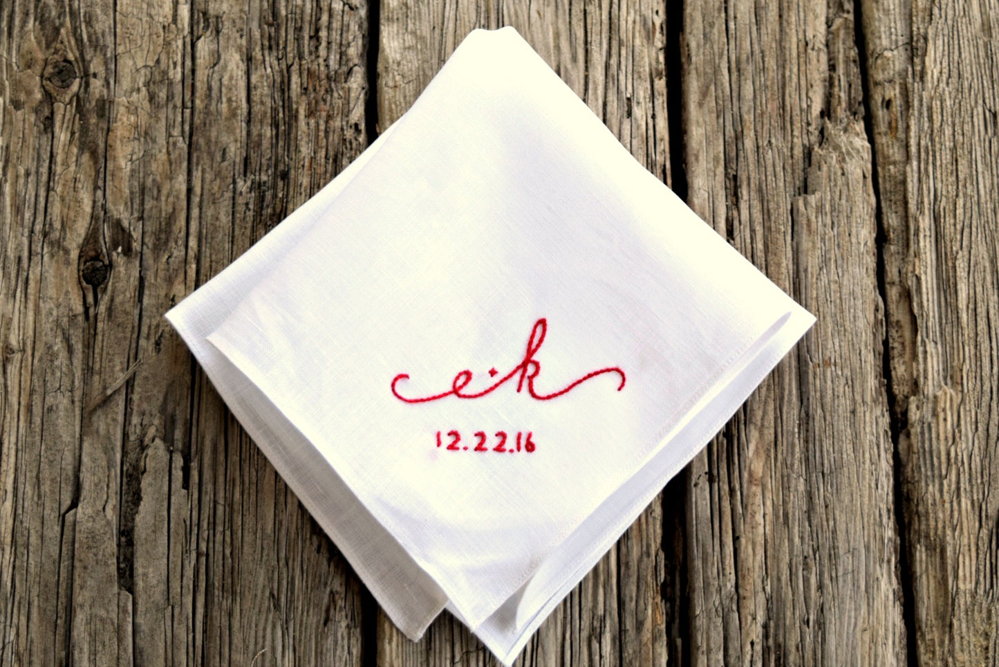 Sweetheart Handkerchief with Wedding Date : Casual Elegance