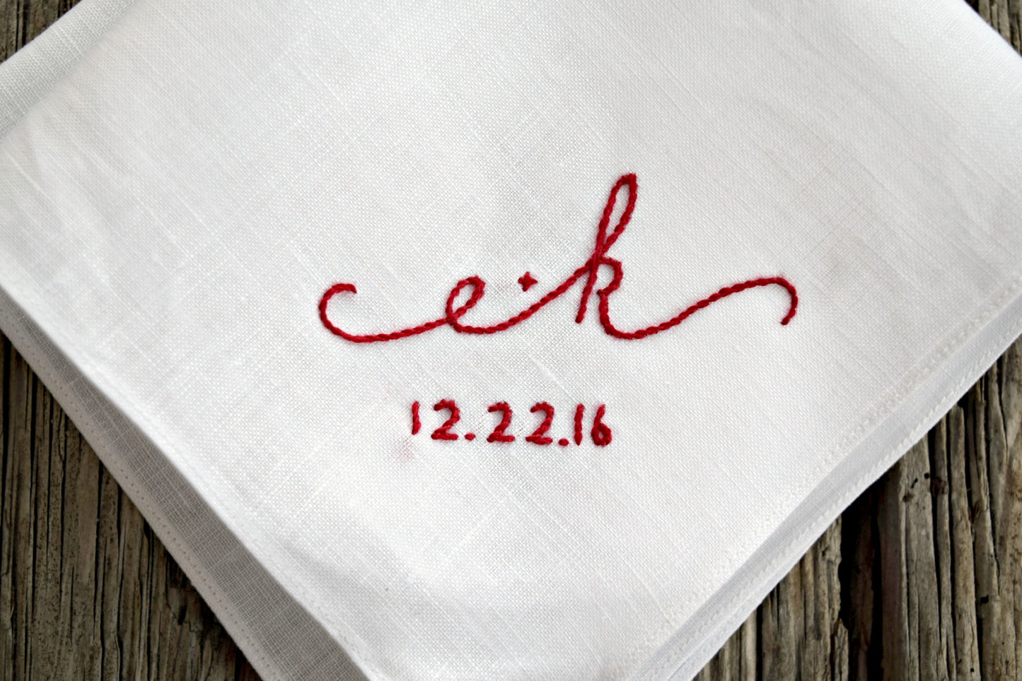 Sweetheart Handkerchief with Wedding Date : Casual Elegance