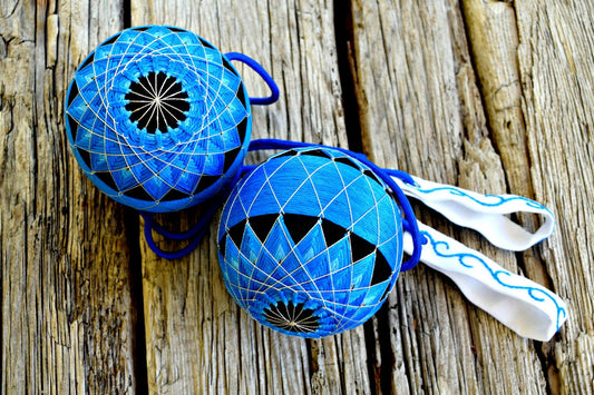 Electric Blue Lotus Flower Temari Poi