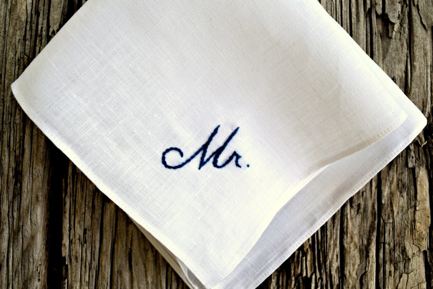 New Groom Mr. Hand Embroidered Pocket Square