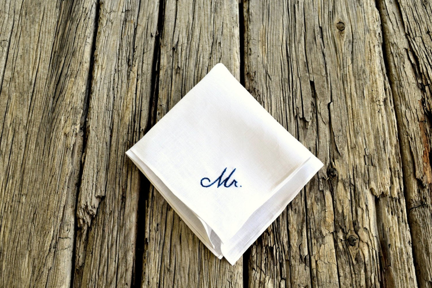 New Groom Mr. Hand Embroidered Pocket Square
