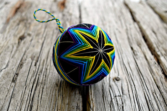 Dark Rainbow Neon Star Temari Ball