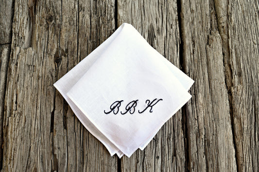 Irish Linen Handkerchief with Three Initials - Simple and Sweet