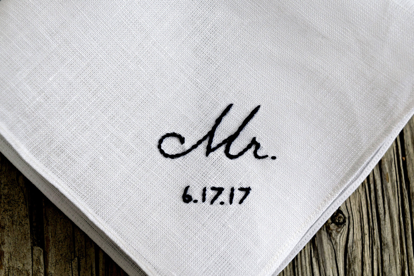 New Groom Mr. Handkerchief Personalized with Wedding Date