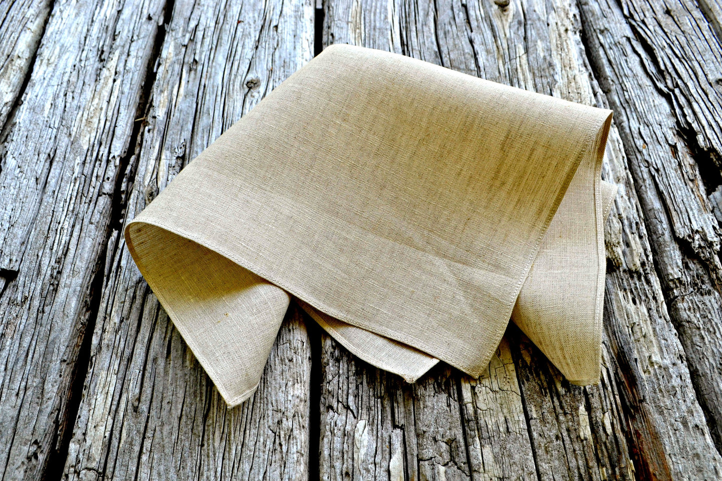 Oatmeal Irish Linen Pocket Square : Handkerchief