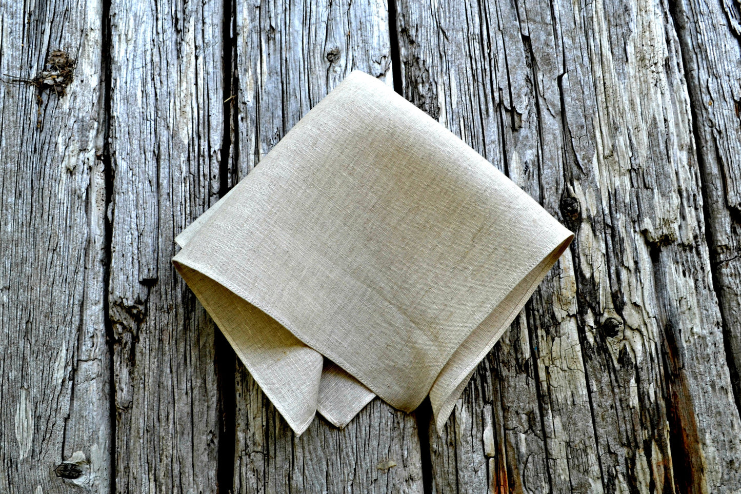 Oatmeal Irish Linen Pocket Square : Handkerchief