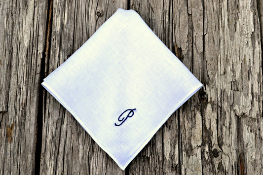 Linen Handkerchief Monogrammed with One Initial: Simple and Sweet