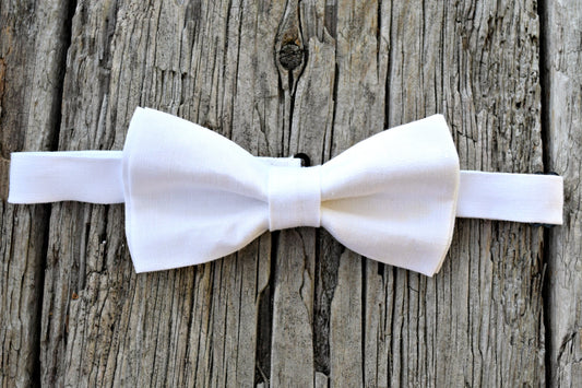 White Irish Linen Adjustable Bow Tie