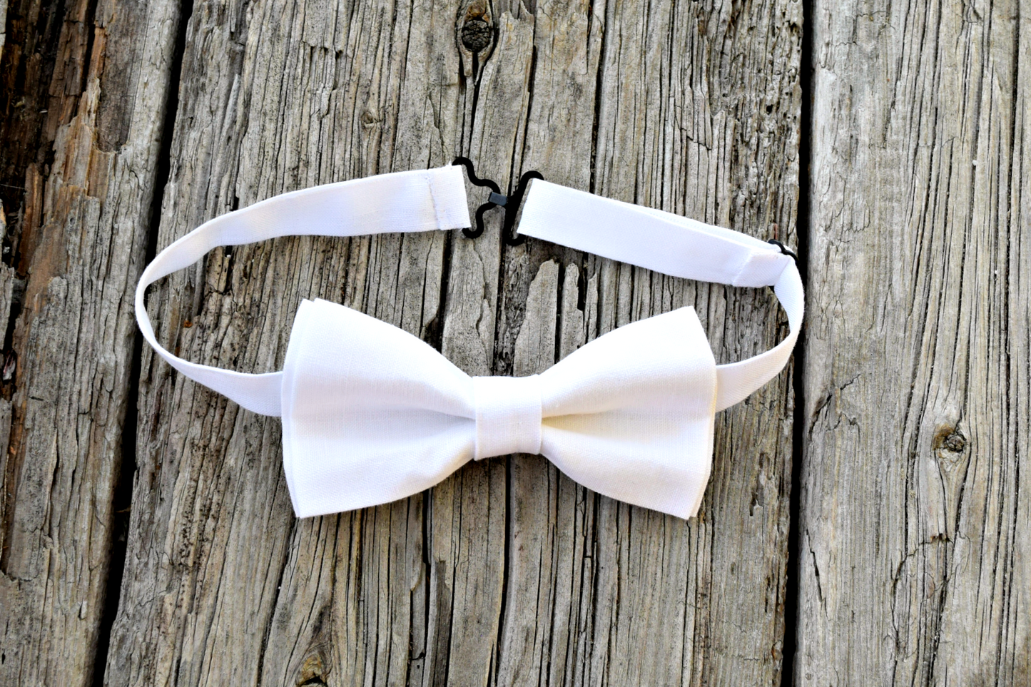 White Irish Linen Adjustable Bow Tie